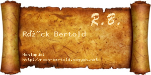 Röck Bertold névjegykártya
